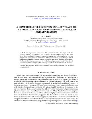 A comprehensive review on dual approach to the vibration analysis: Some dual techniques and application