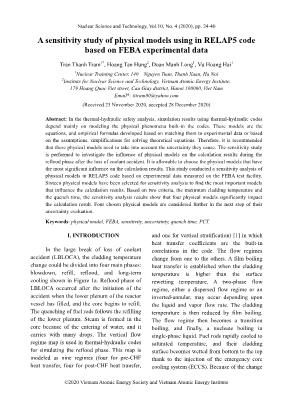 A sensitivity study of physical models using in RELAP5 code based on FEBA experimental data