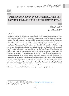 Ảnh hưởng của dòng vốn quốc tế đến cấu trúc vốn doanh nghiệp: Bằng chứng thực nghiệm từ Việt Nam