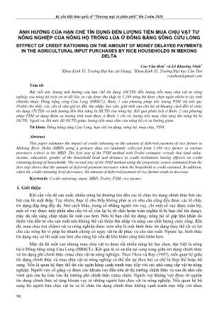Ảnh hưởng của hạn chế tín dụng đến lượng tiền mua chịu vật tư nông nghiệp của nông hộ trồng lúa ở đồng bằng sông Cửu Long