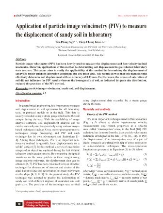 Application of particle image velocimetry (PIV) to measure the displacement of sandy soil in laboratory