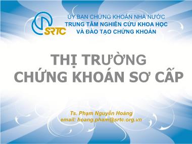 Bài giảng Thị trường chứng khoán sơ cấp - Phạm Nguyễn Hoàng