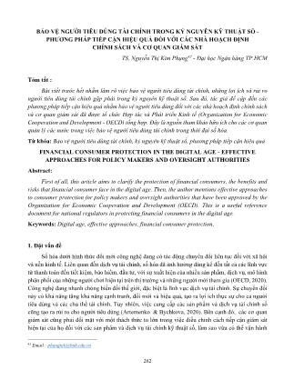 Bảo vệ người tiêu dùng tài chính trong kỷ nguyên kỹ thuật số - Phương pháp tiếp cận hiệu quả đối với các nhà hoạch định chính sách và cơ quan giám sát