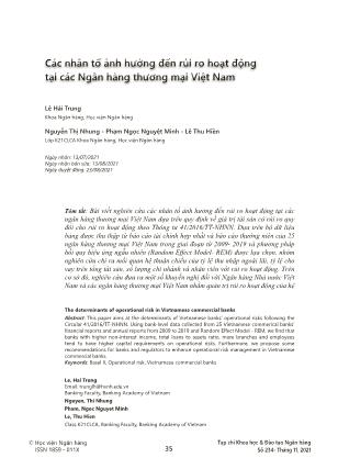 Các nhân tố ảnh hưởng đến rủi ro hoạt động tại các Ngân hàng thương mại Việt Nam