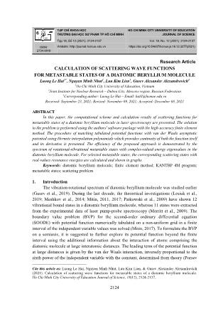 Calculation of scattering wave functions for metastable states of a diatomic beryllium molecule