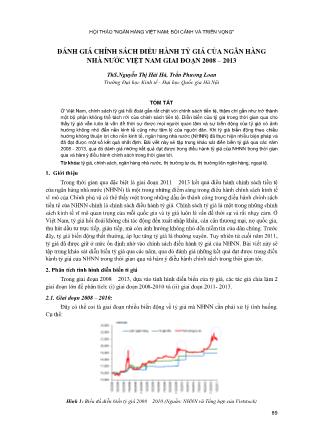 Đánh giá chính sách điều hành tỷ giá của ngân hàng nhà nước Việt Nam giai đoạn 2008 – 2013