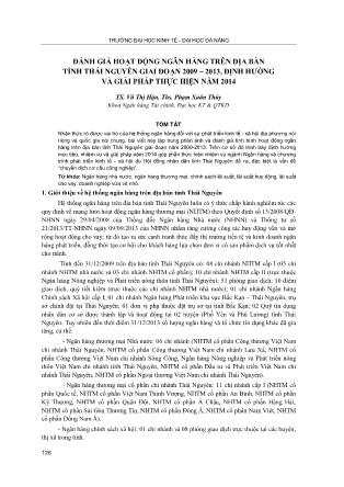 Đánh giá hoạt động ngân hàng trên địa bàn tỉnh Thái Nguyên giai đoạn 2009 – 2013, định hướng và giải pháp thực hiện năm 2014