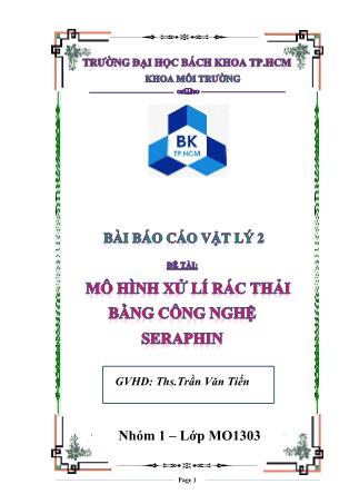 Đề tài Mô hình xử lí rác thải bằng công nghệ Seraphin