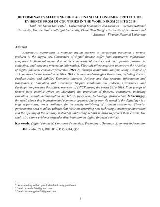 Determinants affecting digital financial consumer protection: Evidence from 135 countries in the world from 2014 to 2018