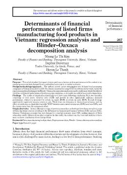 Determinants of financial performance of listed firms manufacturing food products in vietnam: Regression analysis and blinder–oaxaca decomposition analysis