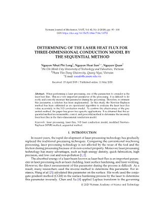 Determining of the laser heat flux for three-dimensional conduction model by the sequential method