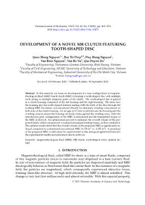 Development of a novel mr clutch featuring tooth-shaped disc