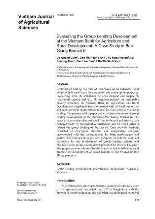 Evaluating the Group Lending Development at the Vietnam Bank for Agriculture and Rural Development: A Case Study in Bac Giang Branch II