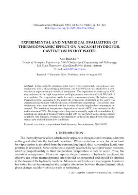 Experimental and numerical evaluation of thermodynamic effect on naca0015 hydrofoil cavitation in hot water