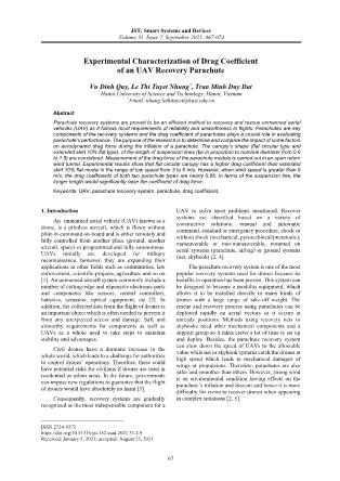 Experimental characterization of drag coefficient of an uav recovery parachute