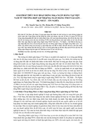 Giải pháp thúc đẩy hoạt động M&A ngân hàng tại Việt Nam từ trường hợp sáp nhập ba ngân hàng TMCP Sài Gòn – Đệ Nhất – Tín Nghĩa