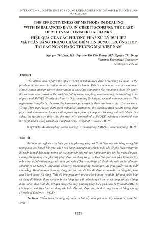 Hiệu quả của các phương pháp xử lý dữ liệu mất cân bằng trong chấm điểm tín dụng: Trường hợp tại các ngân hàng thương mại Việt Nam