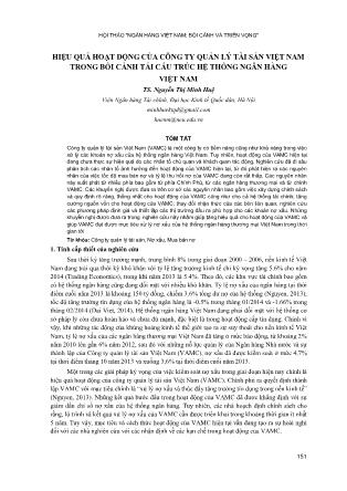 Hiệu quả hoạt động của công ty quản lý tài sản Việt Nam trong bối cảnh tái cấu trúc hệ thống ngân hàng Việt Nam
