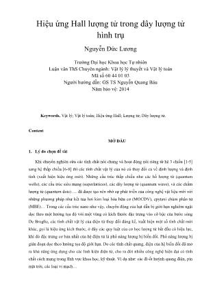 Hiệu ứng Hall lượng tử trong dây lượng tử hình trụ