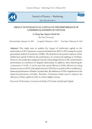 Impact of intellectual capital on the performance of commercial banking in vietnam