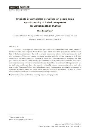 Impacts of ownership structure on stock price synchronicity of listed companies on Vietnam stock market