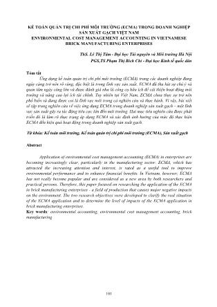 Kế toán quản trị chi phí môi trường (ecma) trong doanh nghiệp sản xuất gạch Việt Nam