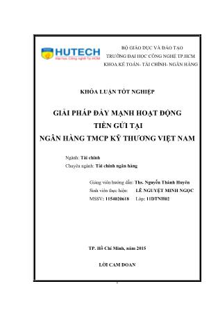 Khóa luận Giải pháp đẩy mạnh hoạt động tiền gửi tại ngân hàng TMCP kỹ thương Việt Nam