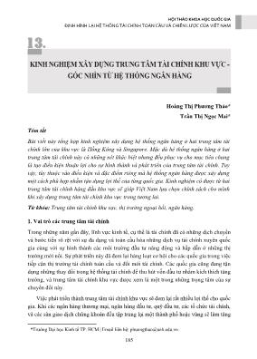 Kinh nghiệm xây dựng trung tâm tài chính khu vực - Góc nhìn từ hệ thống ngân hàng