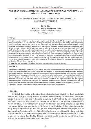 Mối quan hệ giữa sở hữu nhà nước, các khoản vay ngân hàng và đầu tư của doanh nghiệp
