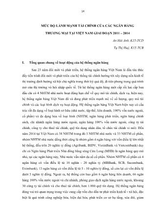 Mức độ lành mạnh tài chính của các ngân hàng thương mại tại Việt Nam giai đoạn 2011 – 2014