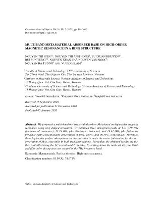 Multiband metamaterial absorber base on high-order magnetic resonance in a ring structure