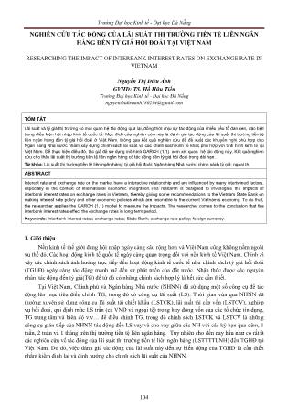 Nghiên cứu tác động của lãi suất thị trường tiền tệ liên ngân hàng đến tỷ giá hối đoái tại Việt Nam