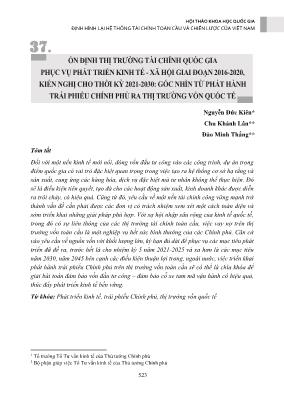 Ổn định thị trường tài chính quốc gia phục vụ phát triển kinh tế - Xã hội giai đoạn 2016-2020, kiến nghị cho thời kỳ 2021-2030: Góc nhìn từ phát hành trái phiếu chính phủ ra thị trường vốn quốc tế