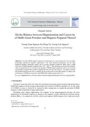 On the Balance between Magnetization and Coercivity of MnBi Green Powders and Magnets Prepared Thereof