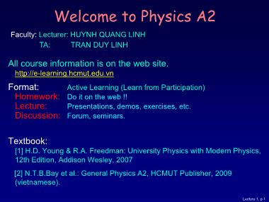 Physics A2 - Lecture 1 - Huynh Quang Linh