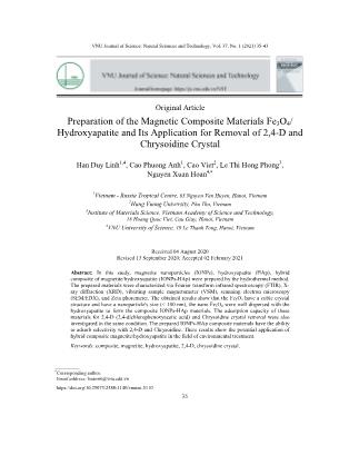 Preparation of the Magnetic Composite Materials Fe₃O₄/ Hydroxyapatite and Its Application for Removal of 2,4-D and Chrysoidine Crystal