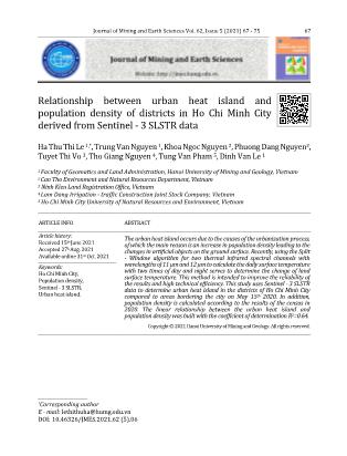 Relationship between urban heat island and population density of districts in Ho Chi Minh City derived from Sentinel - 3 SLSTR data