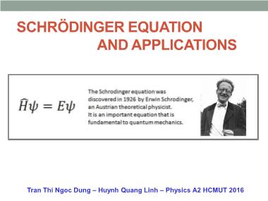 Schrödinger equation and applications - Tran Thi Ngoc Dung