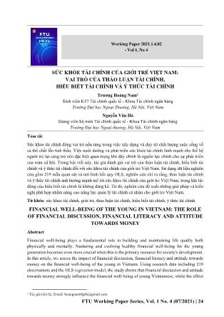 Sức khỏe tài chính của giới trẻ Việt Nam: Vai trò của thảo luận tài chính, hiểu biết tài chính và ý thức tài chính