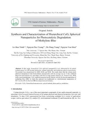 Synthesis and Characterization of Hierarchical CeO₂ Spherical Nanoparticles for Photocatalytic Degradation of Methylene Blue