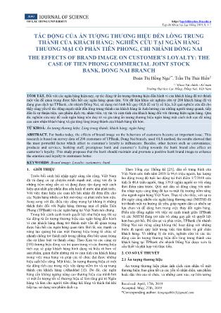 Tác động của ấn tượng thương hiệu đến lòng trung thành của khách hàng: Nghiên cứu tại ngân hàng thương mại cổ phần Tiên Phong, chi nhánh Đồng Nai