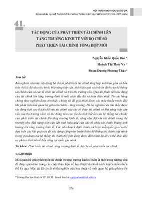 Tác động của phát triển tài chính lên tăng trưởng kinh tế với bộ chỉ số phát triển tài chính tổng hợp mới