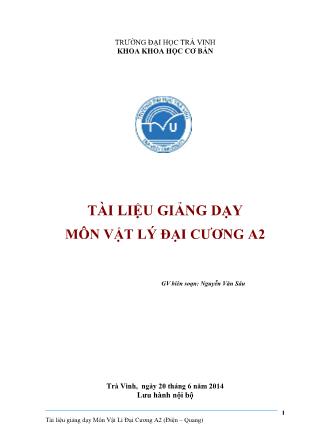 Tài liệu giảng dạy môn vật lý đại cương A2 - Nguyễn Văn Sáu