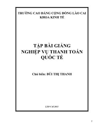 Tập bài giảng Nghiệp vụ thanh toán quốc tế - Bùi Thị Thanh