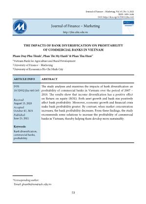 The impacts of bank diversification on profitability of commercial banks in vietnam