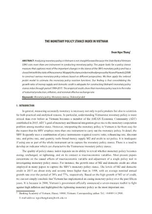 The monetary policy stance index in vietnam