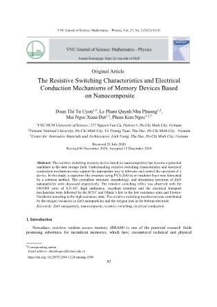 The Resistive Switching Characteristics and Electrical Conduction Mechanisms of Memory Devices Based on Nanocomposite