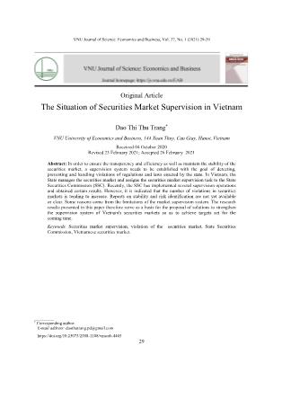 The Situation of Securities Market Supervision in Vietnam
