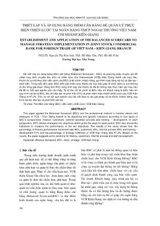 Thiết lập và áp dụng bảng điểm cân bằng để quản lý thực hiện chiến lược tại ngân hàng TMCP ngoại thương Việt Nam chi nhánh Kiên Giang