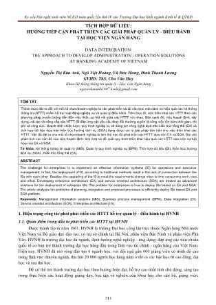 Tích hợp dữ liệu: Hướng tiếp cận phát triển các giải pháp quản lý - điều hành tại học viện ngân hàng